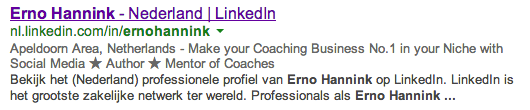 LinkedIn profile in search results